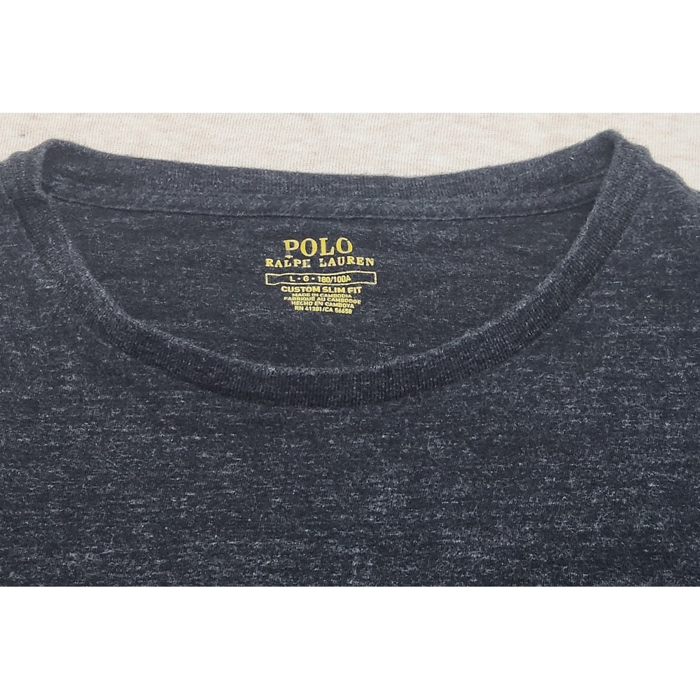 Polo Ralph Lauren Mens Solid Crewneck T-Shirt Custom Slim Fit Black Size L